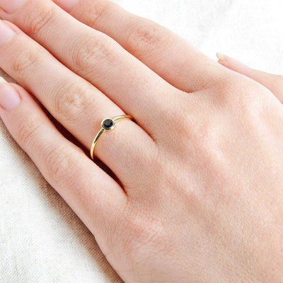 Black Tourmaline Silver, Gold or Rose Gold Ring by Tiny Rituals