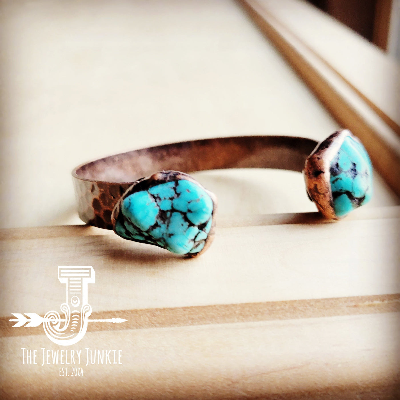 Genuine Natural Turquoise Cuff Bangle Bracelet in Copper 806t by The Jewelry Junkie