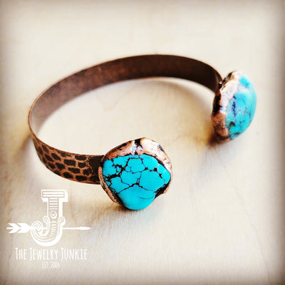 Genuine Natural Turquoise Cuff Bangle Bracelet in Copper 806t by The Jewelry Junkie