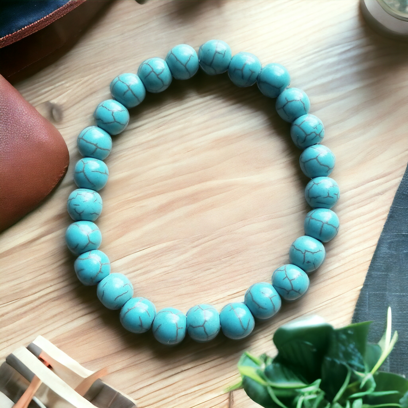 Blue Turquoise Stackable Stretch Bracelet 800u by The Jewelry Junkie