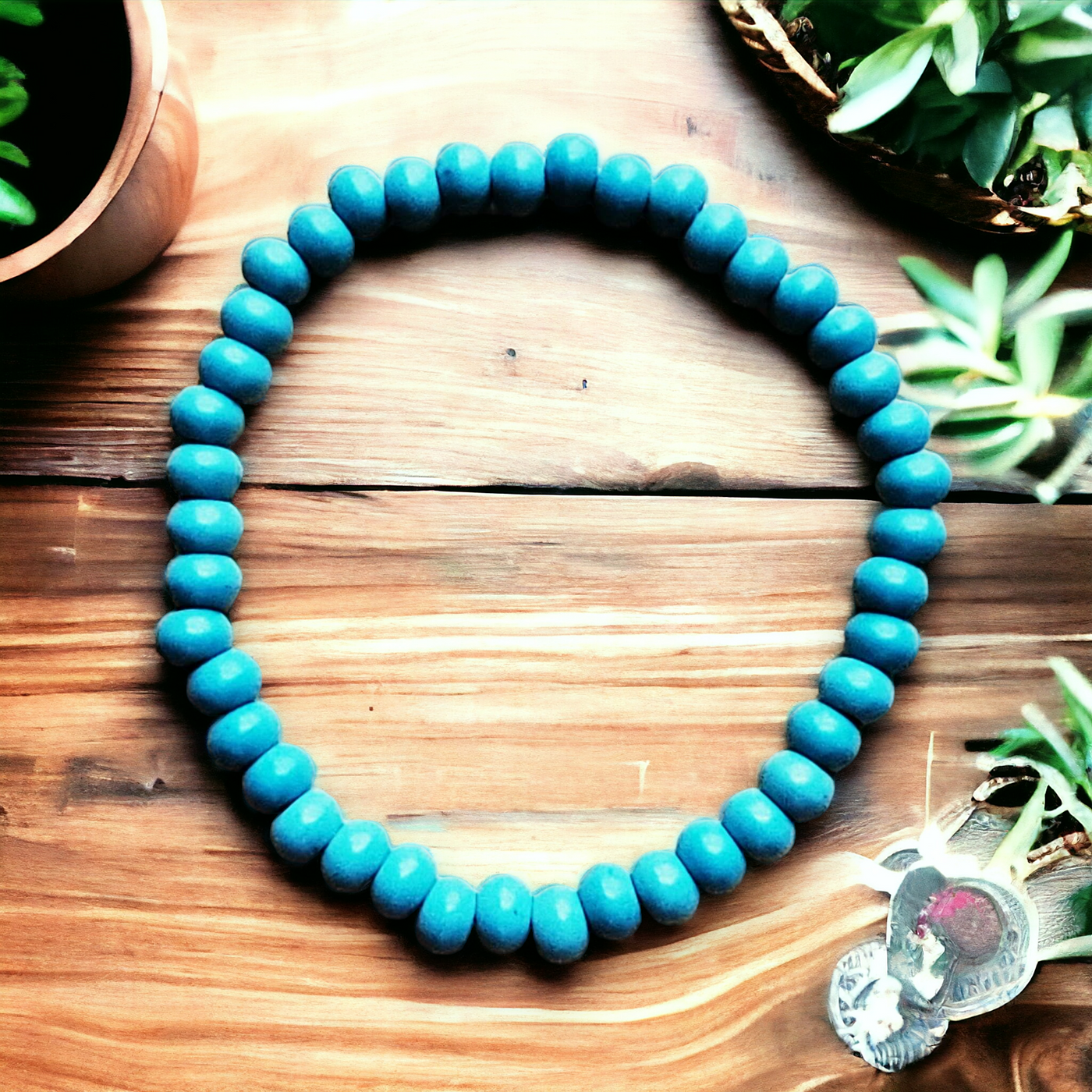 Blue Turquoise Stackable Stretch Bracelet 800u by The Jewelry Junkie