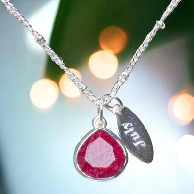 July Ruby Birthstone Necklace by Tiny Rituals