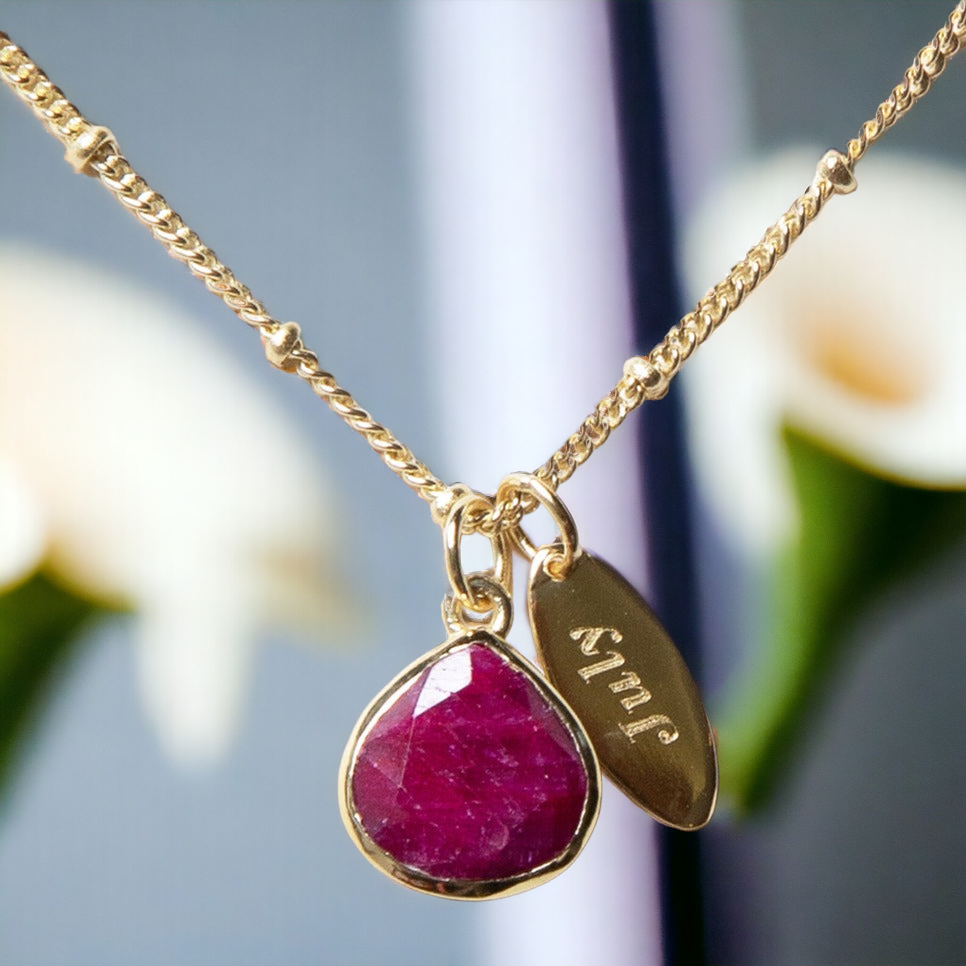 July Ruby Birthstone Necklace by Tiny Rituals