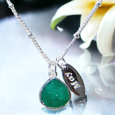 May Emerald Birthstone Necklace by Tiny Rituals