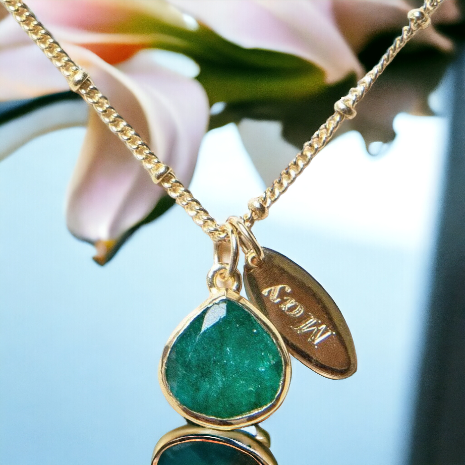 May Emerald Birthstone Necklace by Tiny Rituals