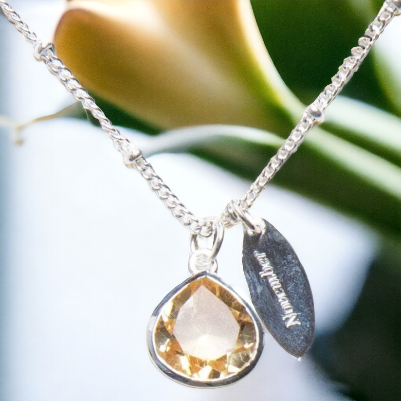 November Citrine Birthstone Necklace by Tiny Rituals