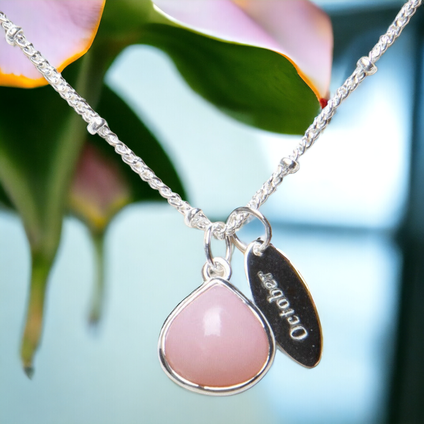 October Pink Opal Birthstone Necklace by Tiny Rituals