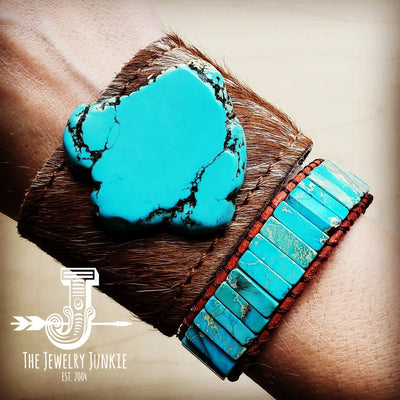 Woven Regalite Stacked Stone Bracelet-Turquoise 803t by The Jewelry Junkie