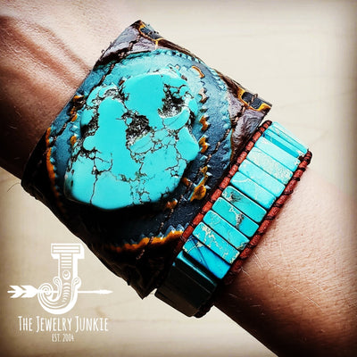 Woven Regalite Stacked Stone Bracelet-Turquoise 803t by The Jewelry Junkie