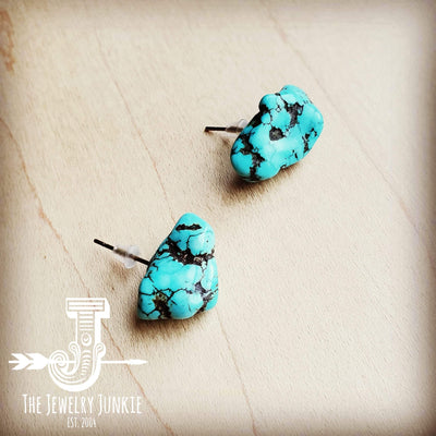 Blue Turquoise Stud Earrings 205f by The Jewelry Junkie