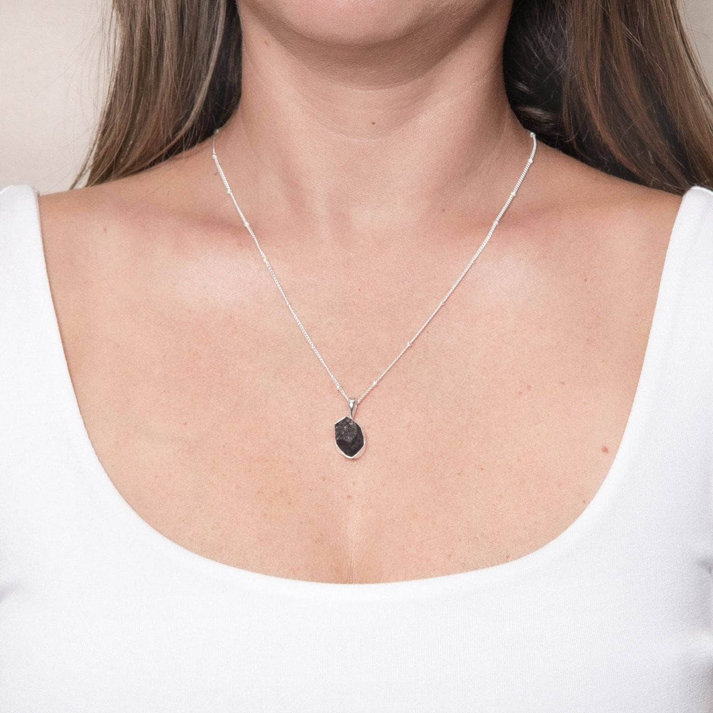 Black Tourmaline Raw Crystal Necklace by Tiny Rituals