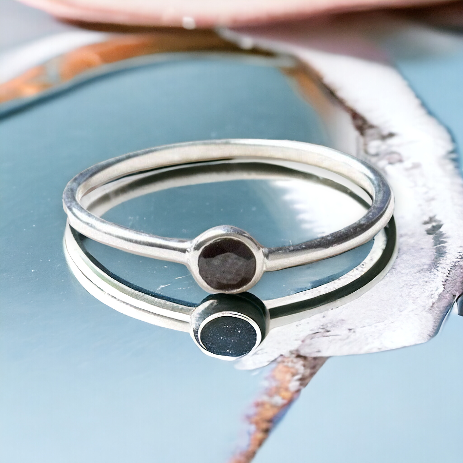 Black Tourmaline Silver, Gold or Rose Gold Ring by Tiny Rituals