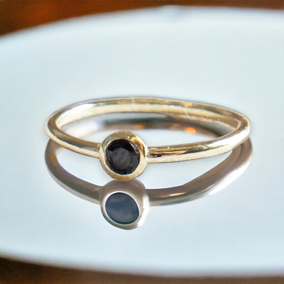 Black Tourmaline Silver, Gold or Rose Gold Ring by Tiny Rituals