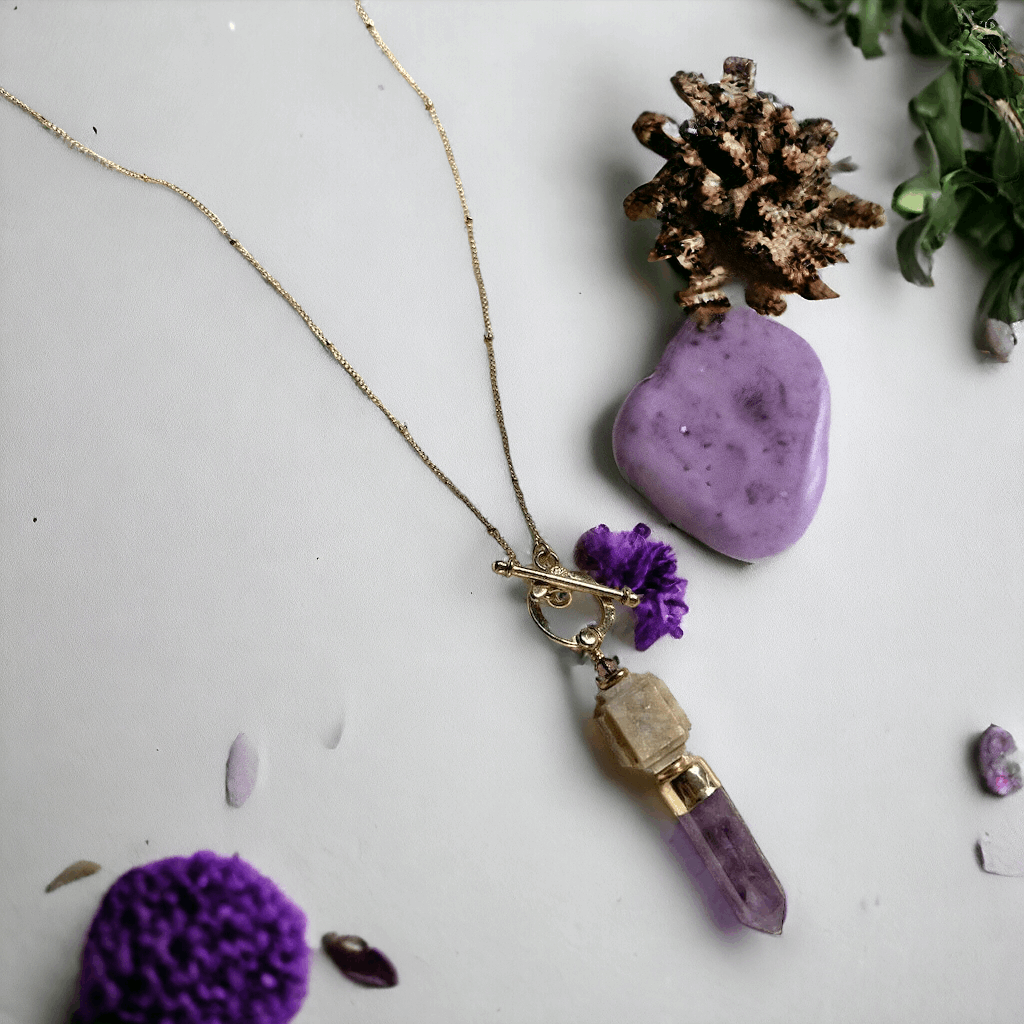 Amethyst Lariat Necklace by SLATE + SALT