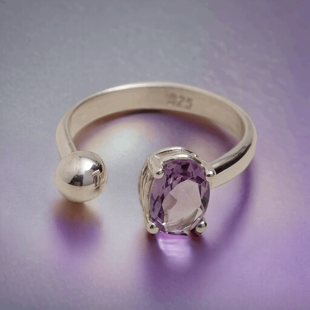 Amethyst Ball Ring by SLATE + SALT