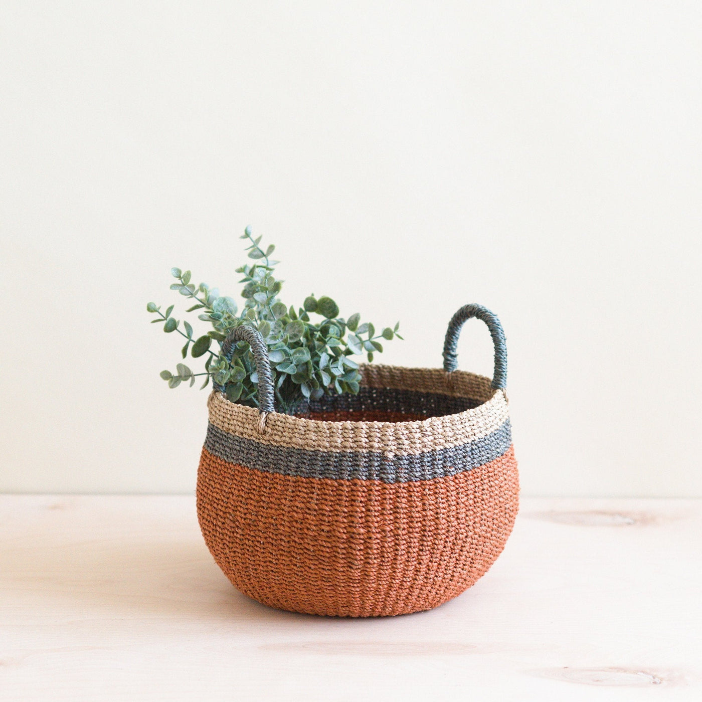 Coral Tabletop Catch-All with Handle - Handcrafted Baskets | LIKHÂ by LIKHÂ