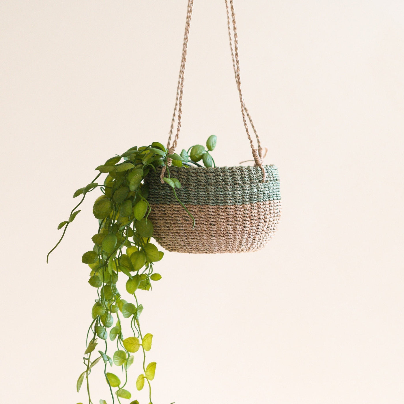 Natural + Sage Hanging Planter - Hanging Bin | LIKHÂ by LIKHÂ