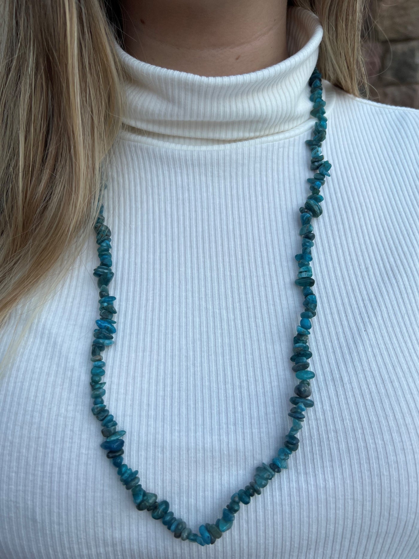 BLUE APATITE CHIP NECKLACE by HarleyRae