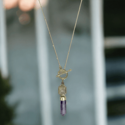 Amethyst Lariat Necklace by SLATE + SALT