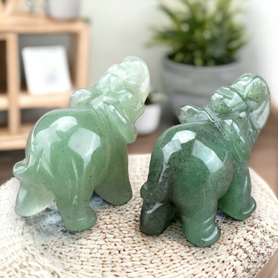 Small Aventurine Elephant Carvings