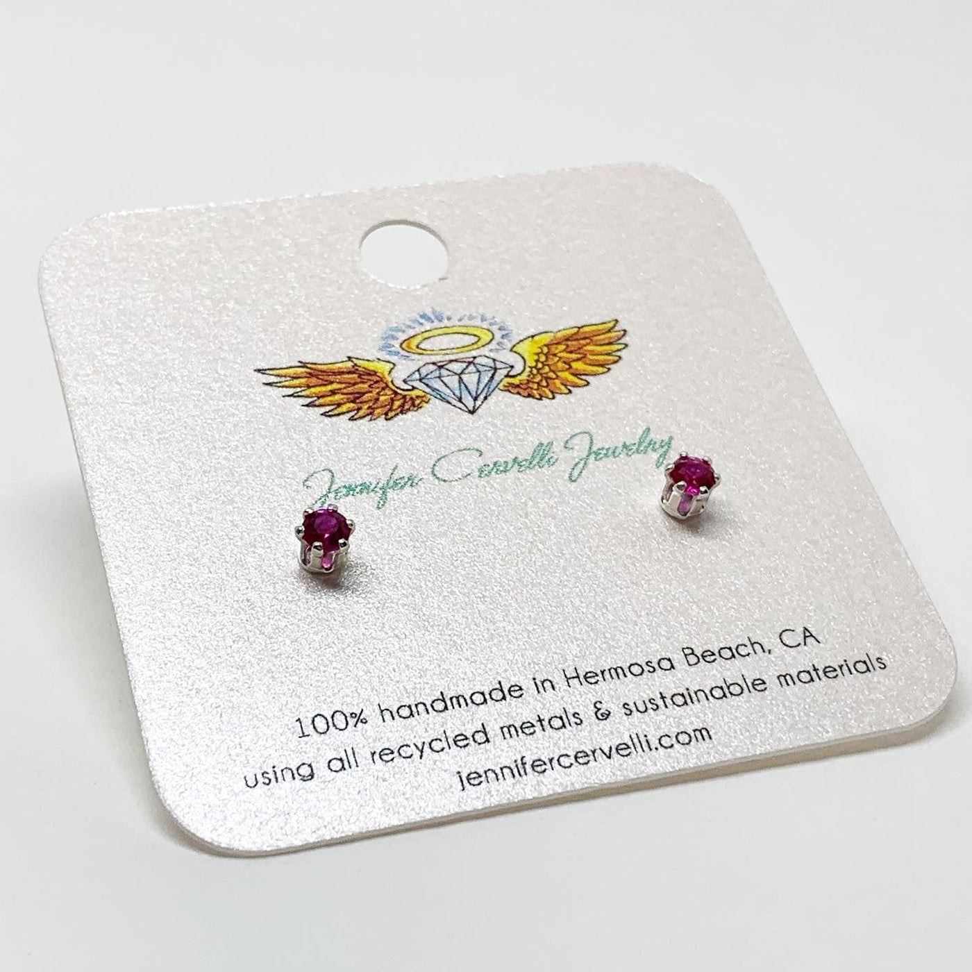 Ruby Birthstone Earrings - July Birthstone by Jennifer Cervelli Jewelry